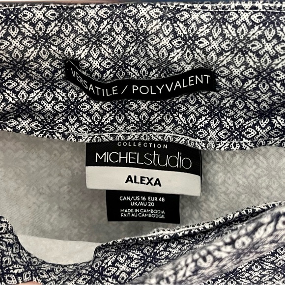VGUC US 16 Michel Studio Alexa Blue and White Floral Cropped Pants - Picture 5 of 7